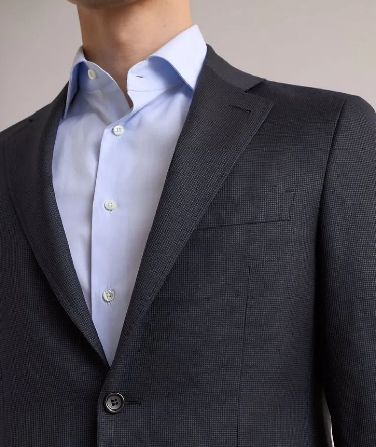 Contemporary Micro-Windowpane Wool Suit