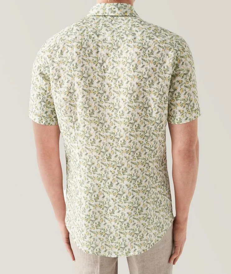 Contemporary-Fit Banana Print Linen Short Sleeve Shirt