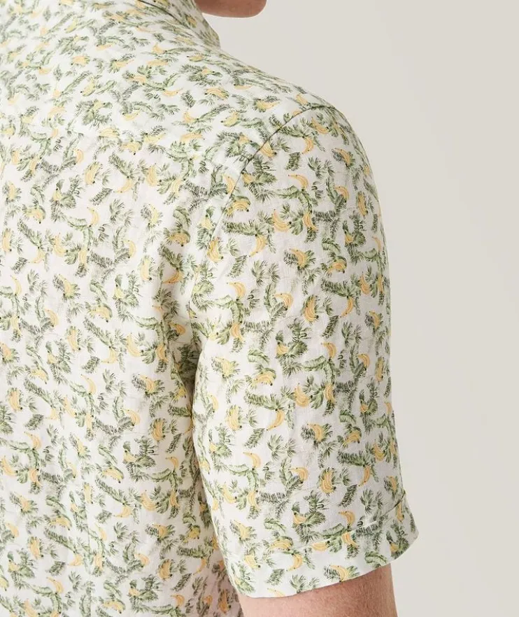 Contemporary-Fit Banana Print Linen Short Sleeve Shirt