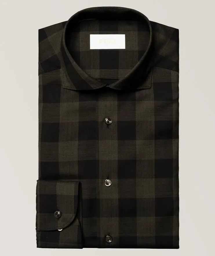 Contemporary-Fit Check Merino Wool Shirt