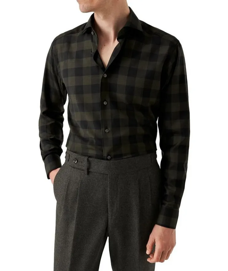 Contemporary-Fit Check Merino Wool Shirt