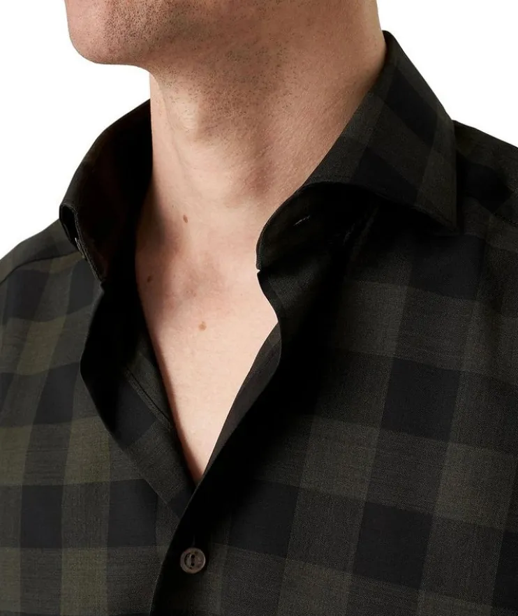 Contemporary-Fit Check Merino Wool Shirt