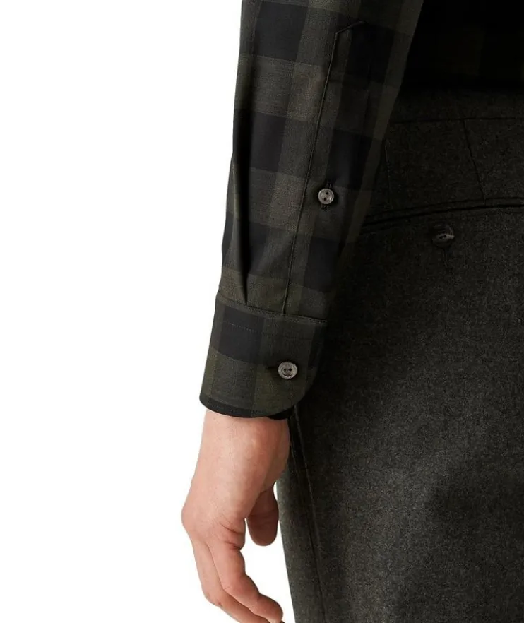 Contemporary-Fit Check Merino Wool Shirt