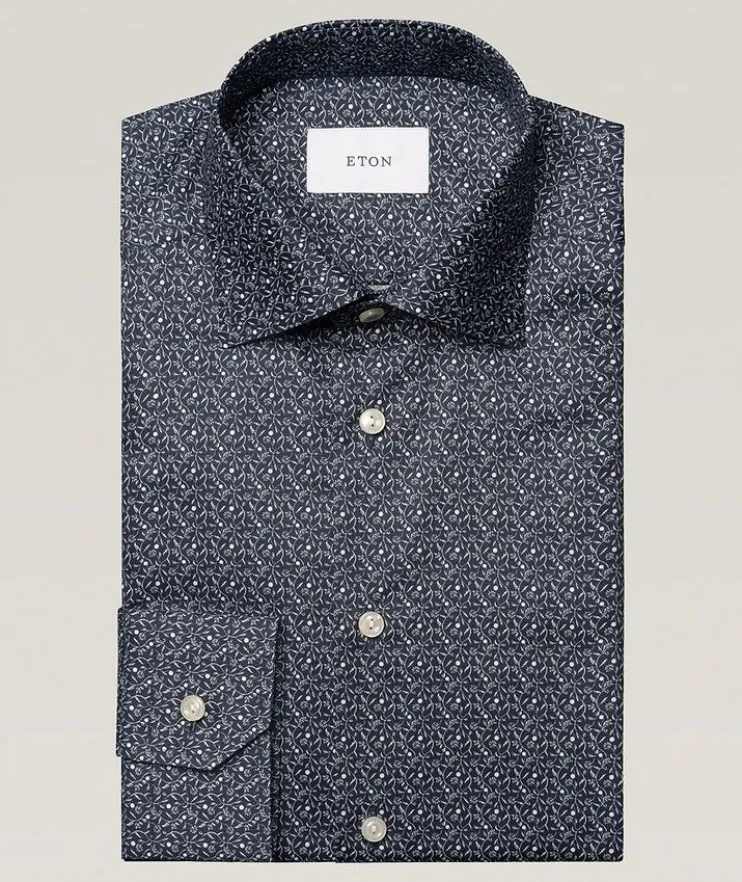 Contemporary-Fit Floral Twill Dress Shirt
