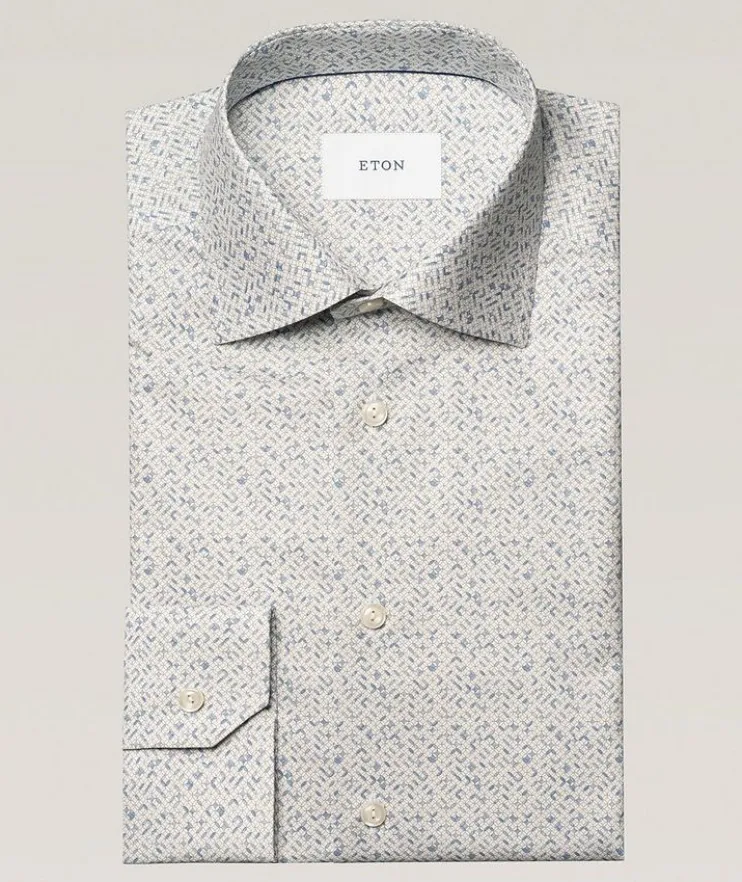 Contemporary-Fit Geometric Twill Dress Shirt