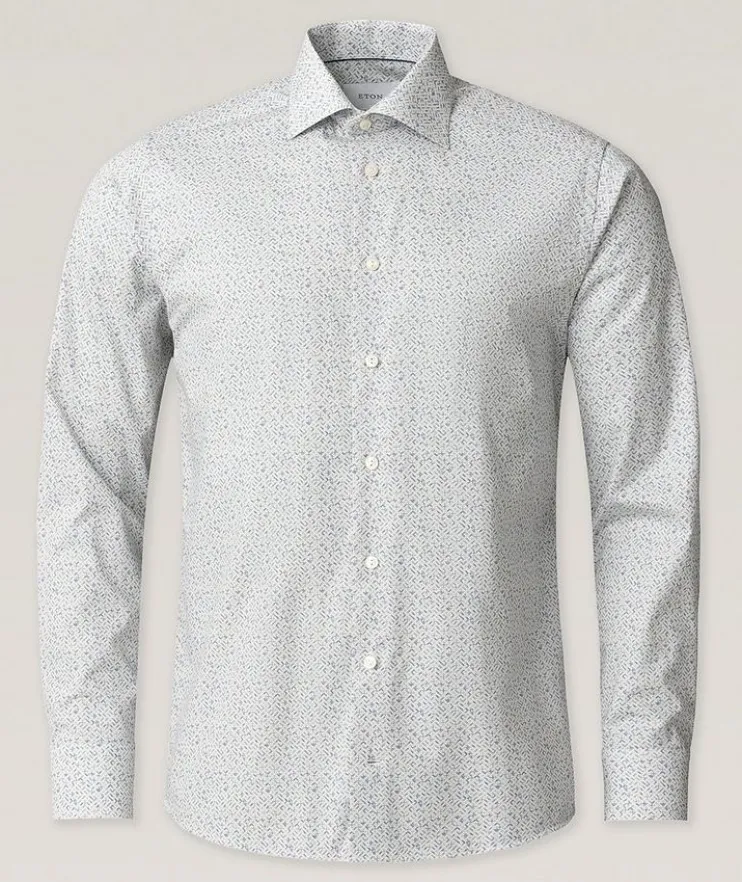 Contemporary-Fit Geometric Twill Dress Shirt