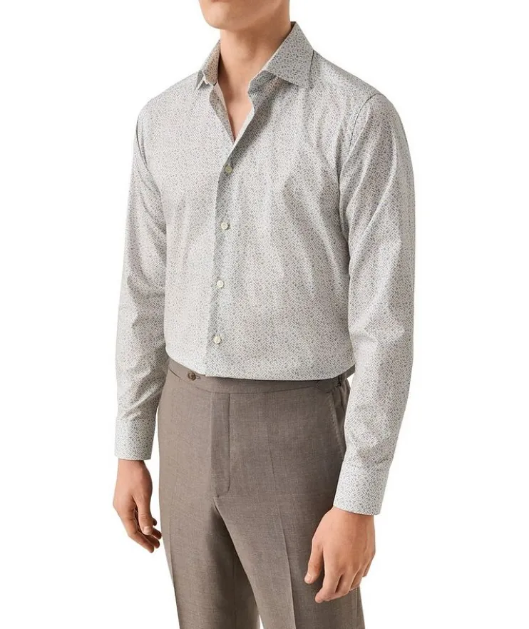 Contemporary-Fit Geometric Twill Dress Shirt
