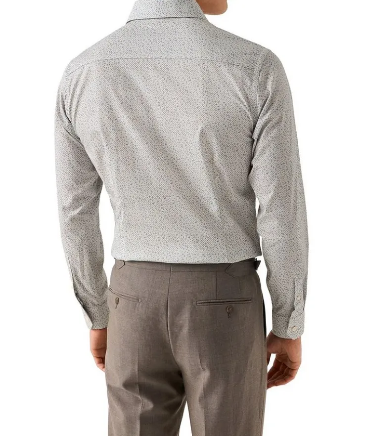 Contemporary-Fit Geometric Twill Dress Shirt