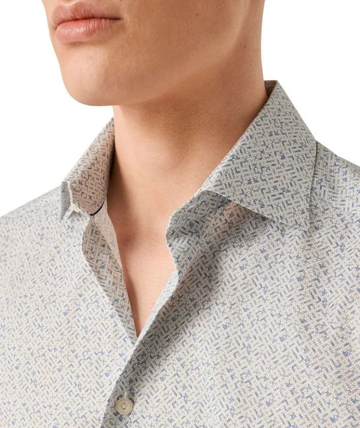 Contemporary-Fit Geometric Twill Dress Shirt