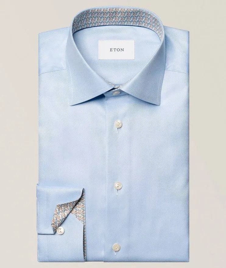 Contemporary-Fit Geo-Effect Twill Dress Shirt
