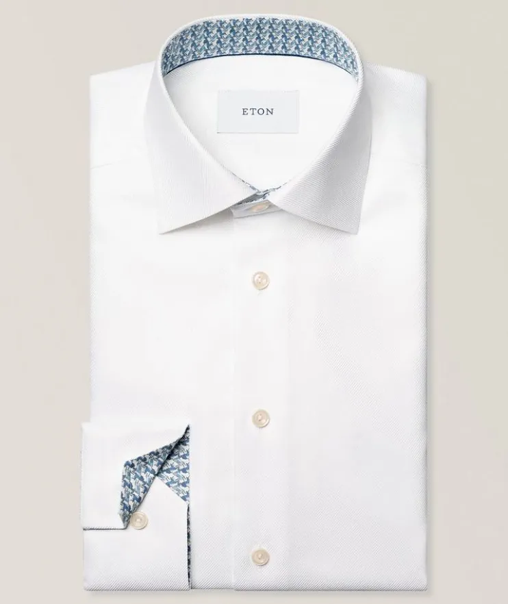 Contemporary-Fit Geo-Effect Twill Dress Shirt