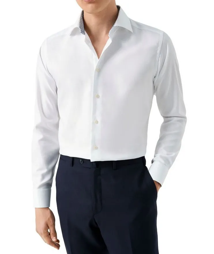 Contemporary-Fit Geo-Effect Twill Dress Shirt