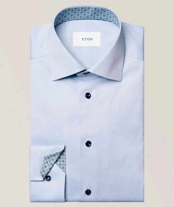 Contemporary-Fit Medallion-Effect Twill Dress Shirt