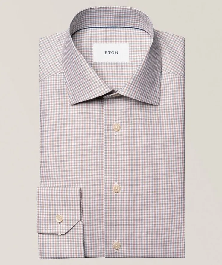 Contemporary-Fit Micro-Check Twill Dress Shirt