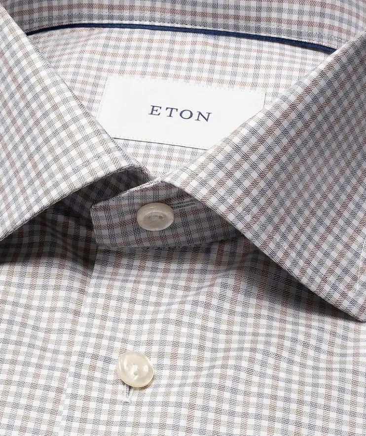 Contemporary-Fit Micro-Check Twill Dress Shirt