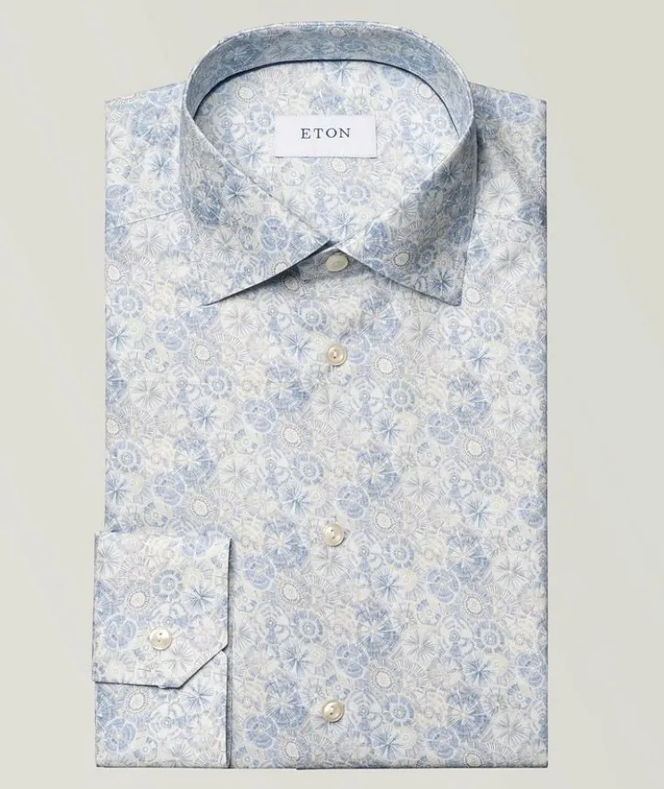 Contemporary-Fit Motif Twill Dress Shirt