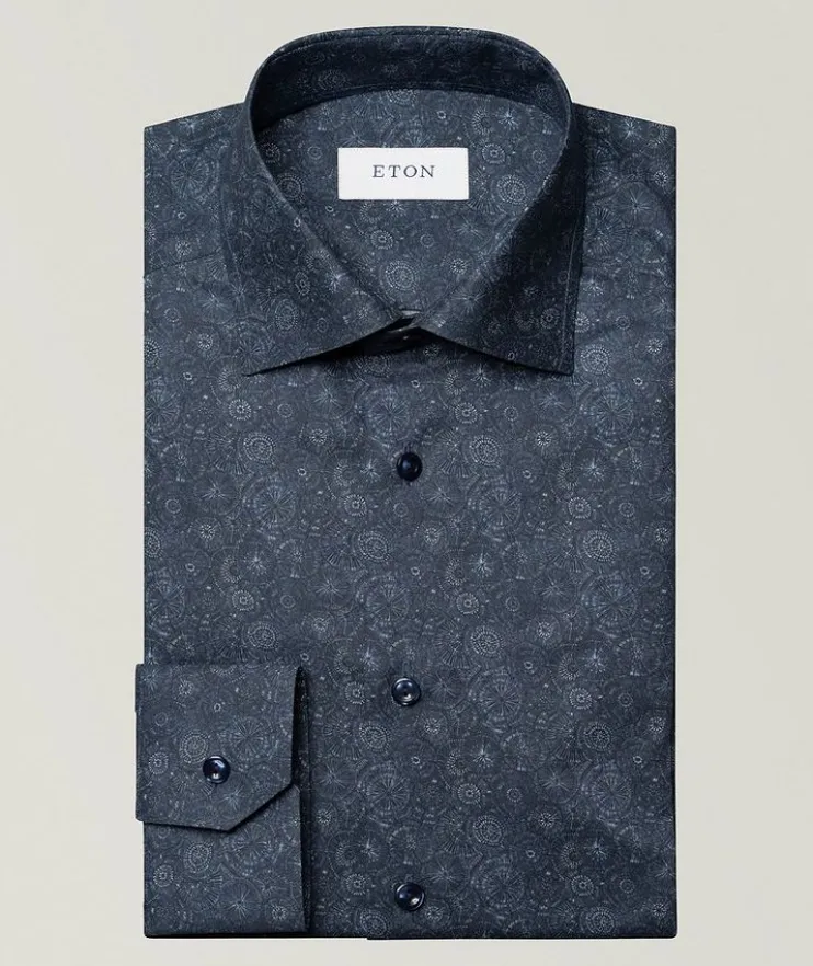 Contemporary-Fit Motif Twill Dress Shirt