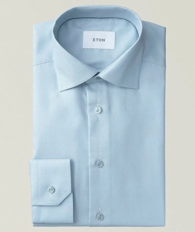 Contemporary-Fit Semi-Solid Twill Dress Shirt