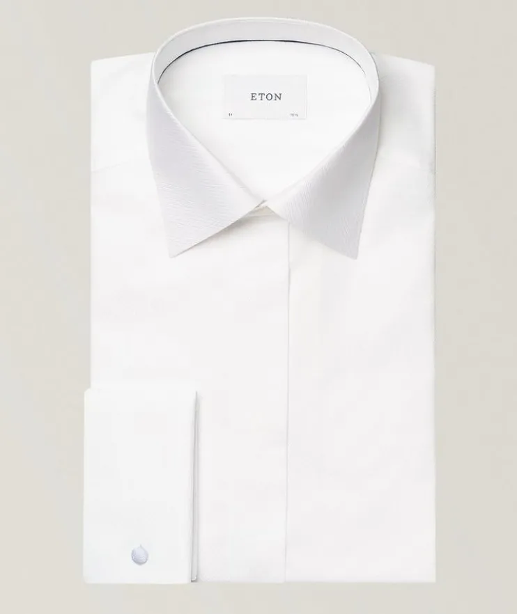 Contemporary-Fit Textured Tuxedo Shirt