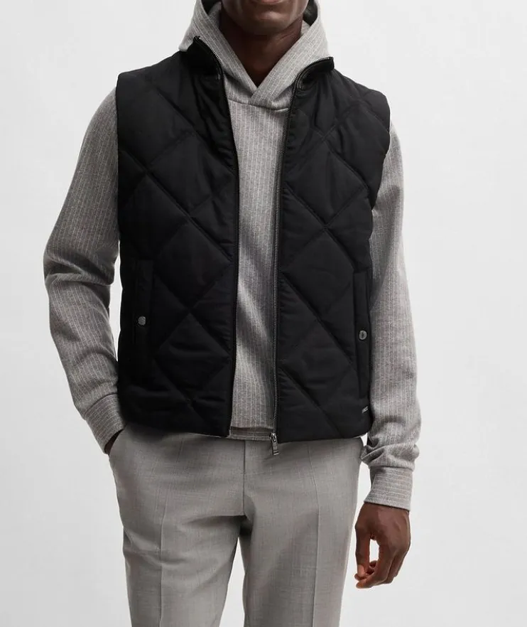 Contino Diamond-Quilted Ribbed Trim Vest