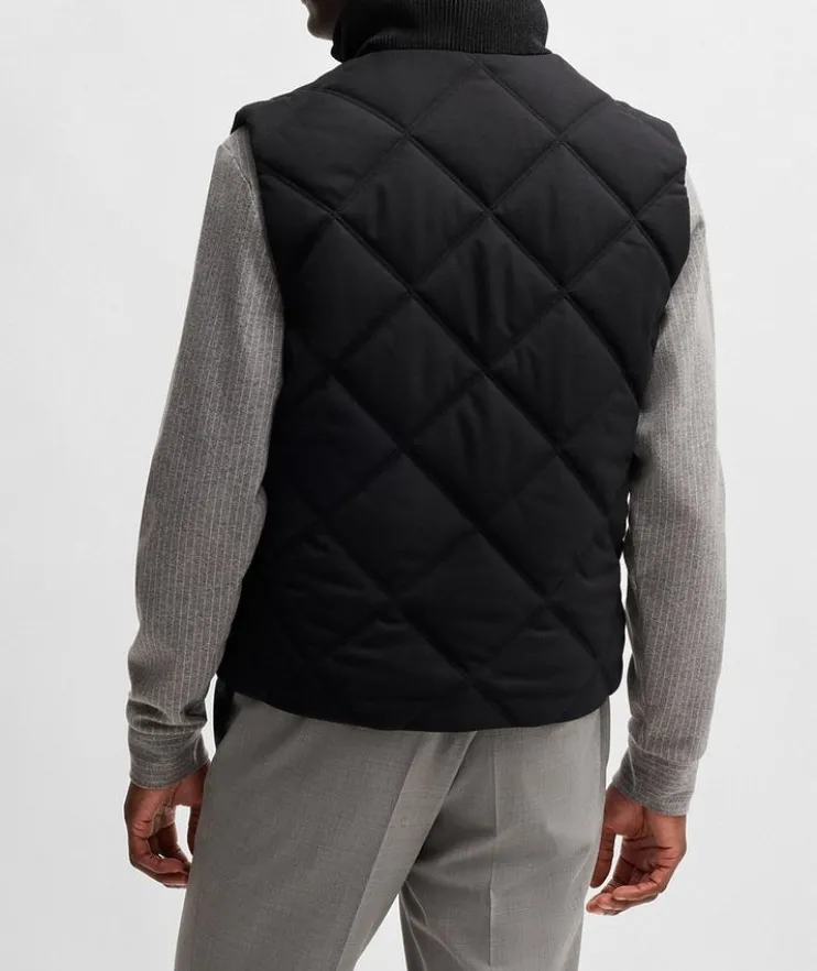 Contino Diamond-Quilted Ribbed Trim Vest