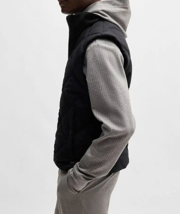 Contino Diamond-Quilted Ribbed Trim Vest