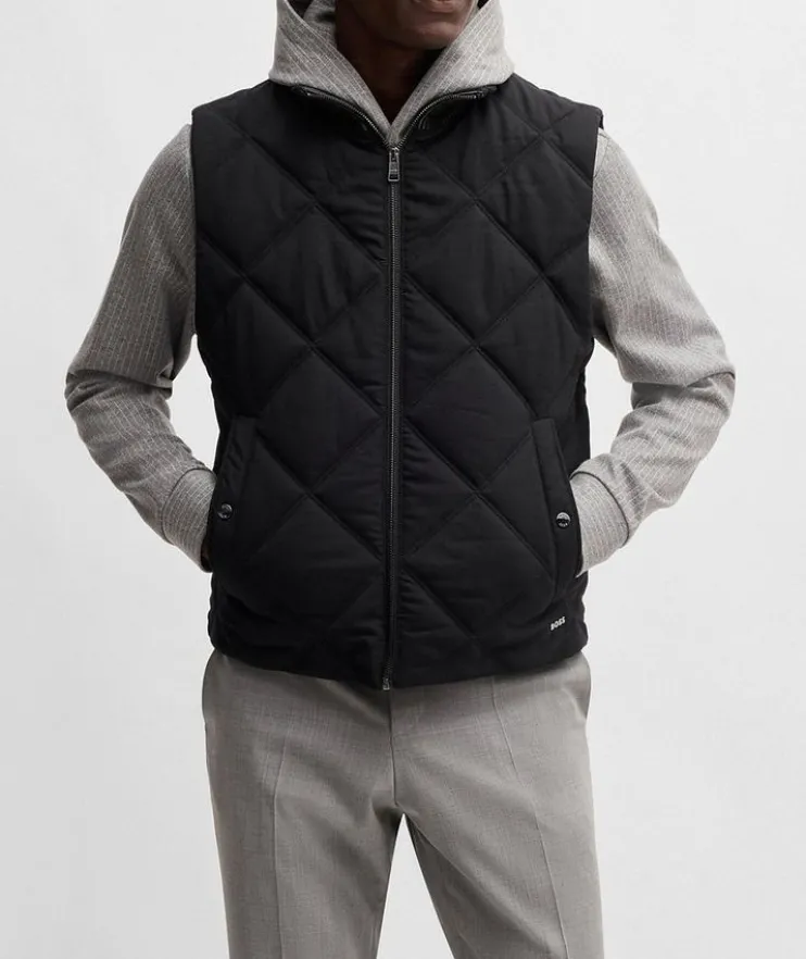 Contino Diamond-Quilted Ribbed Trim Vest