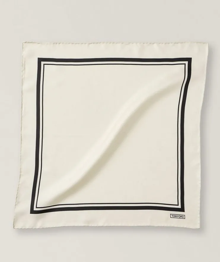 Contrast Border Silk Pocket Square