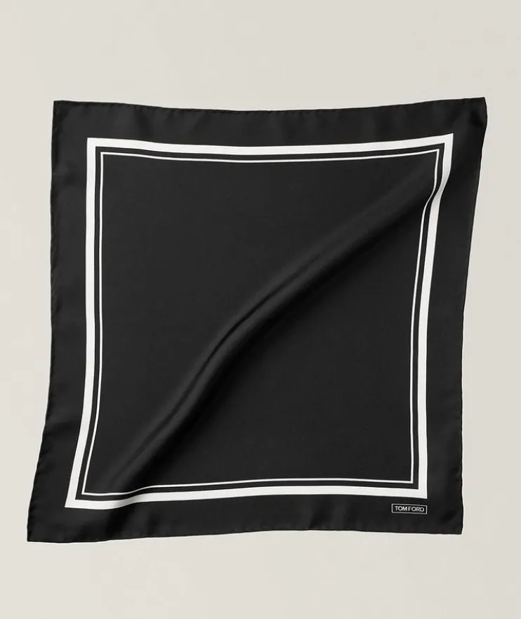 Contrast Border Silk Pocket Square