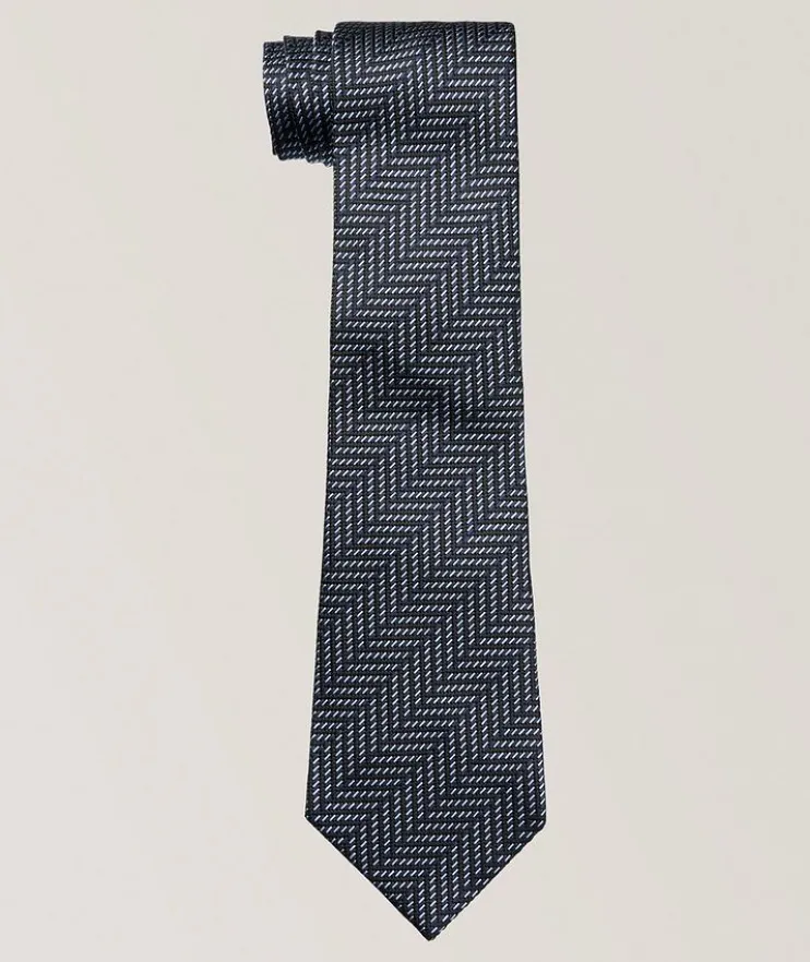 Contrast Herringbone Silk Tie