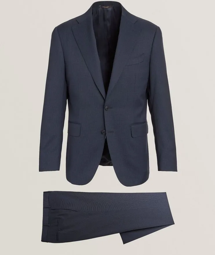 Contrast Mini-Check Wool Suit