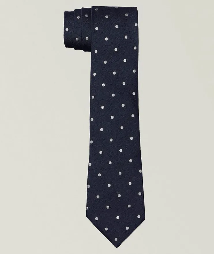 Contrast Polka Dot Silk Tie