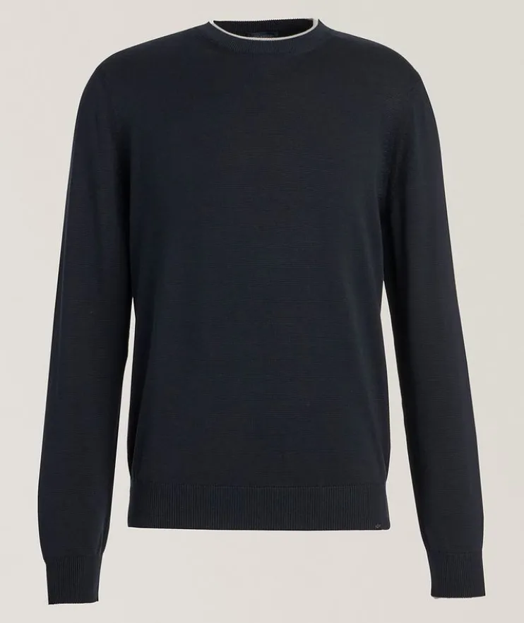 Contrast Tipped Silk-Cotton Sweater