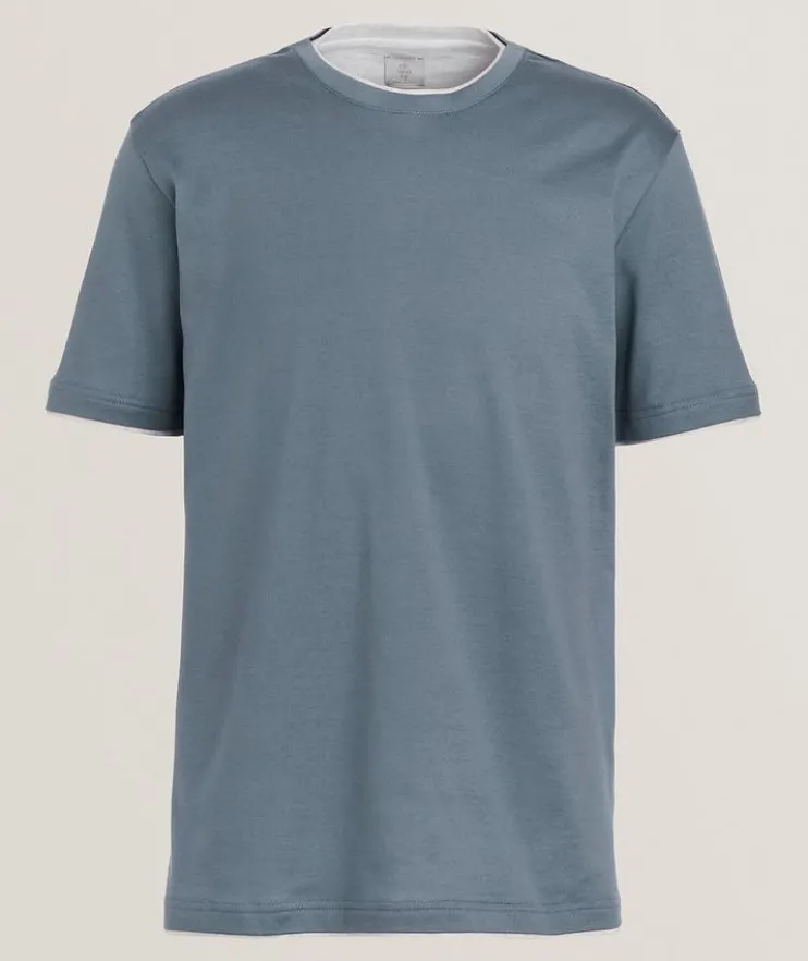 Contrast Tipped Stretch-Cotton T-Shirt