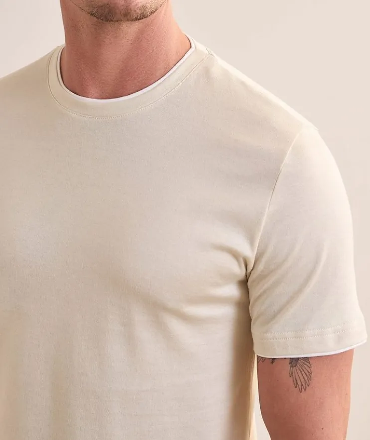 Contrast Tipped Stretch-Cotton T-Shirt