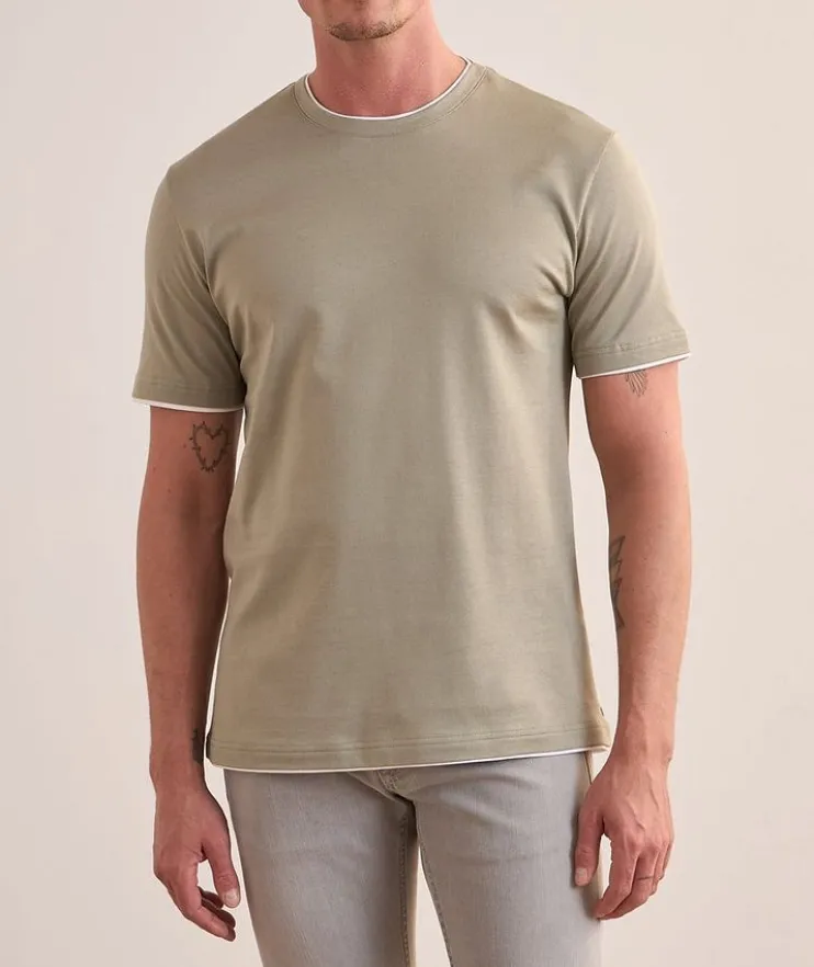 Contrast Tipped Stretch-Cotton T-Shirt