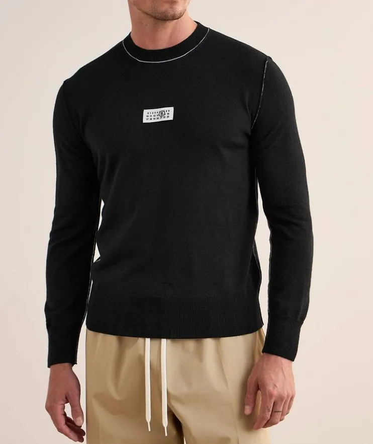 Contrast Tipped Virgin Wool-Blend Sweater