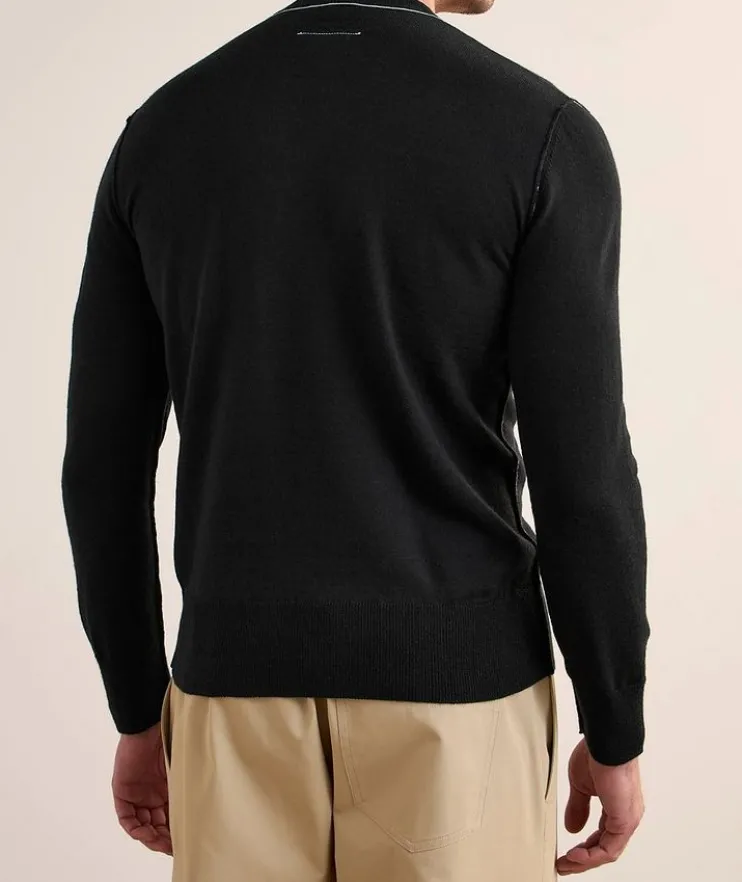 Contrast Tipped Virgin Wool-Blend Sweater