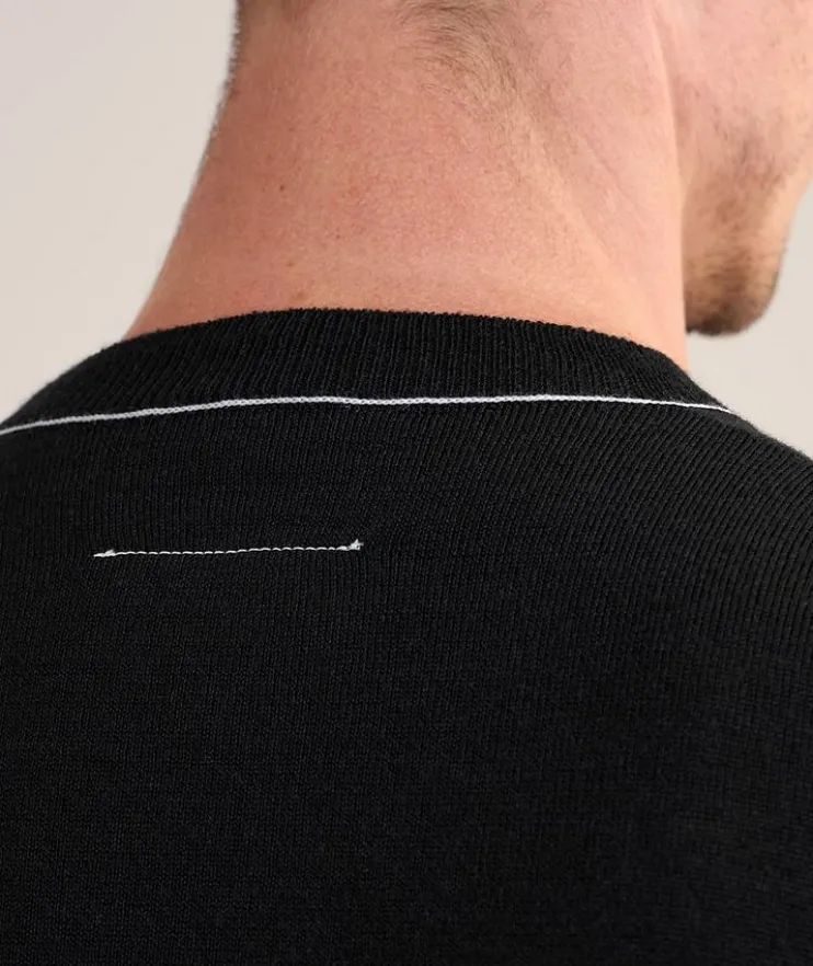 Contrast Tipped Virgin Wool-Blend Sweater