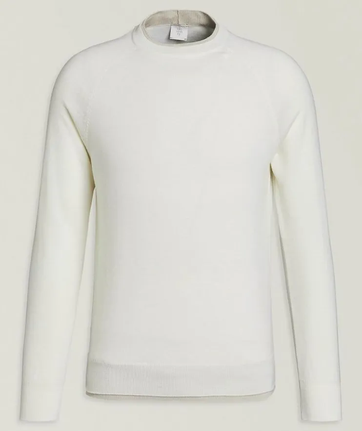 Contrast Tipping Wool Crewneck Sweater
