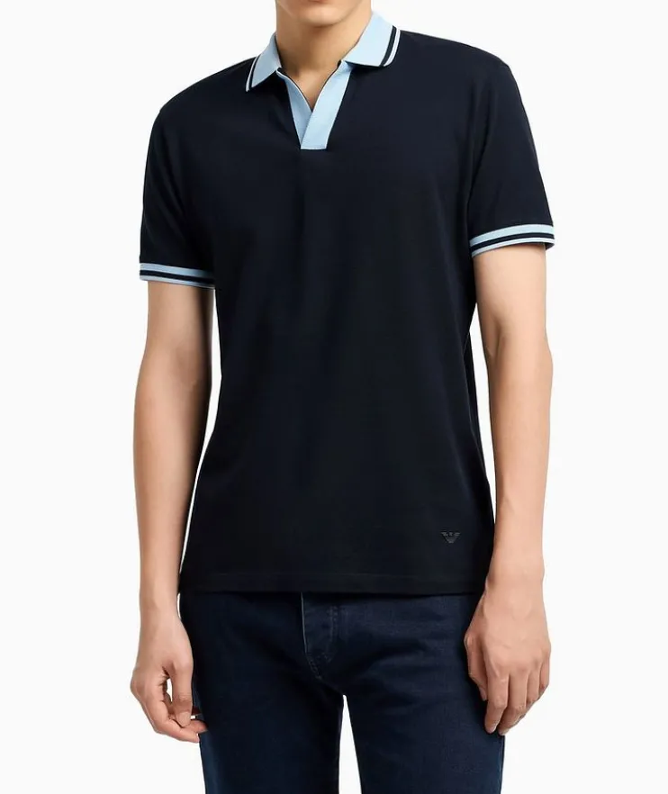 Contrast Trim Cotton Polo