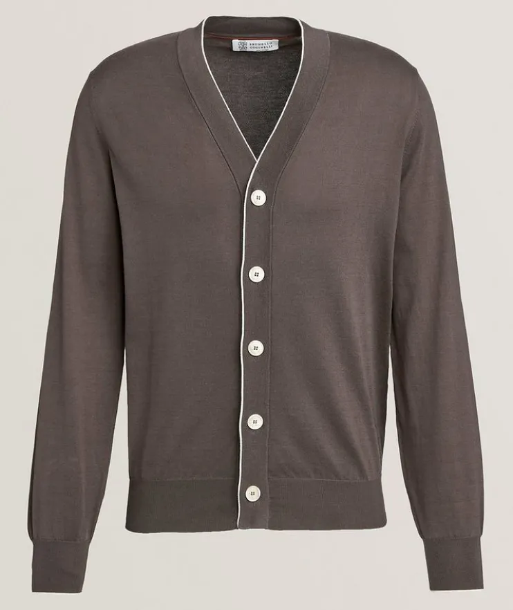 Contrast Trim Cotton Cardigan