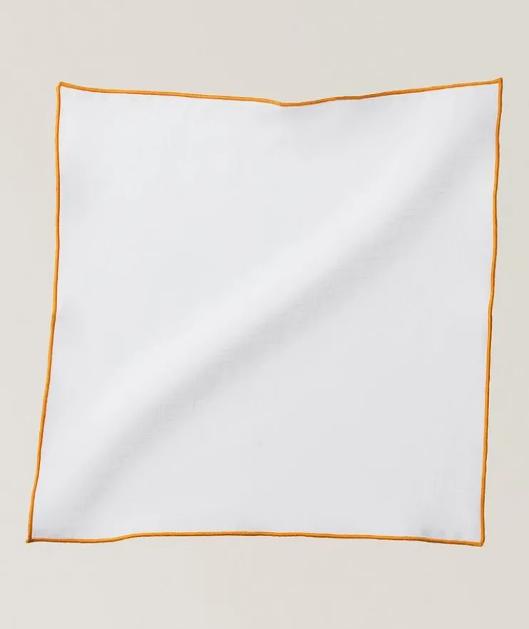 Contrast Trim Linen Pocket Square