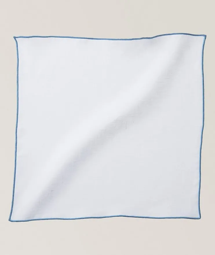 Contrast Trim Linen Pocket Square