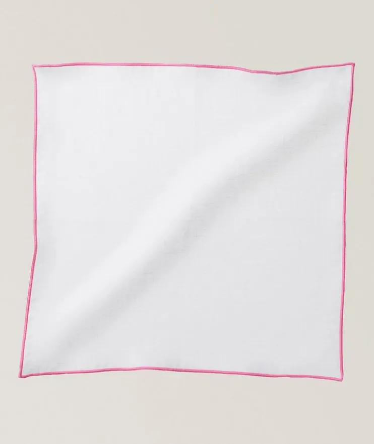 Contrast Trim Linen Pocket Square