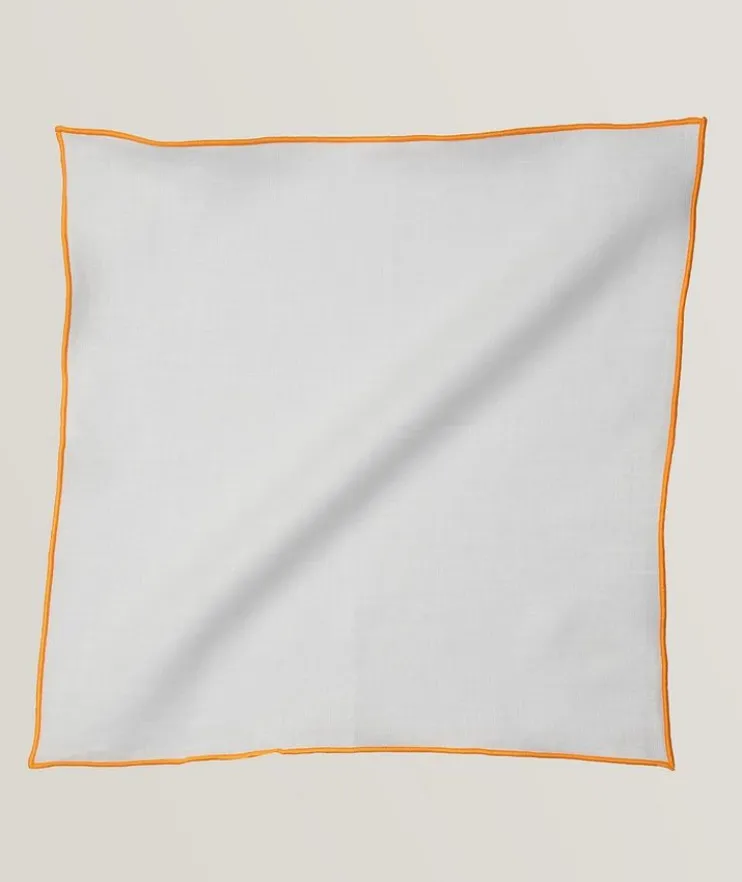 Contrast Trim Linen Pocket Square