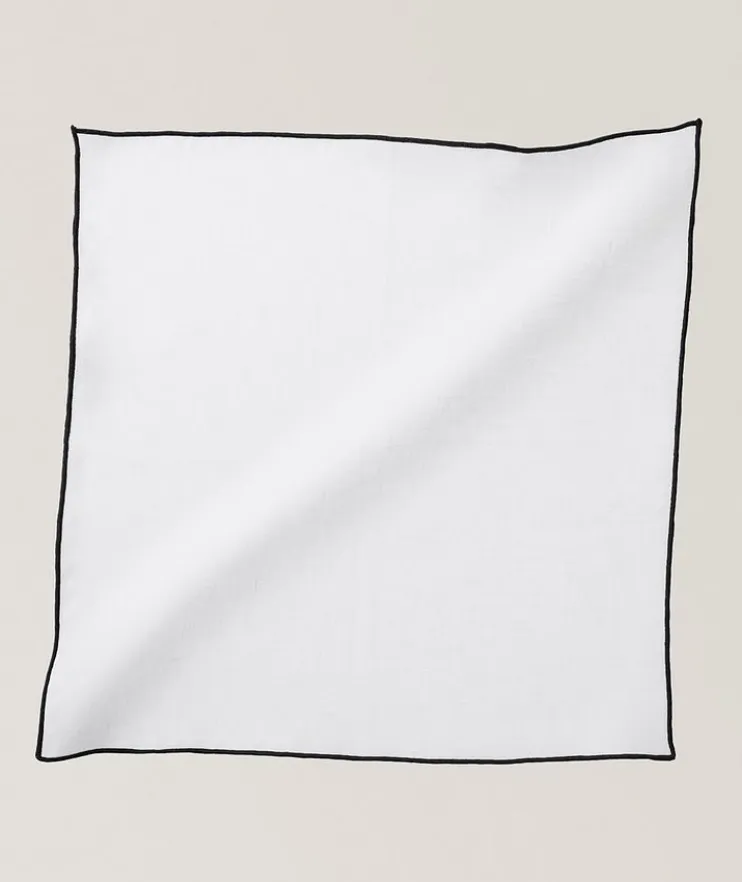 Contrast Trim Linen Pocket Square