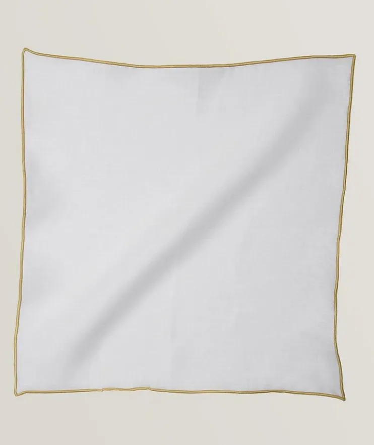 Contrast Trim Linen Pocket Square