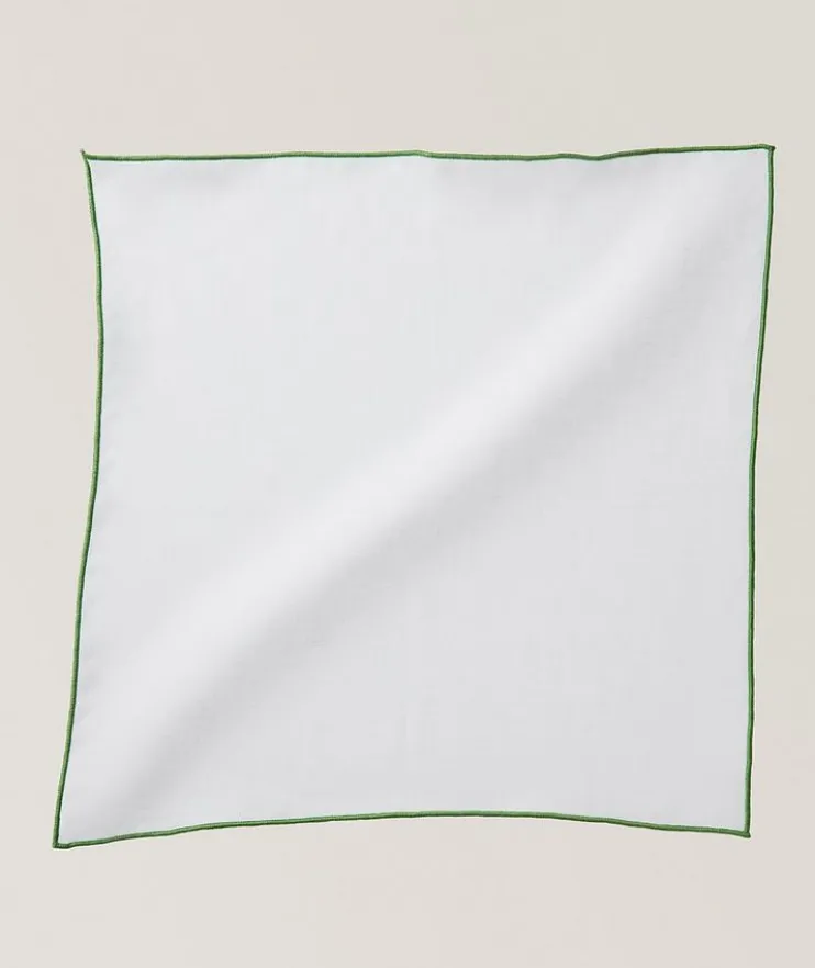 Contrast Trim Linen Pocket Square