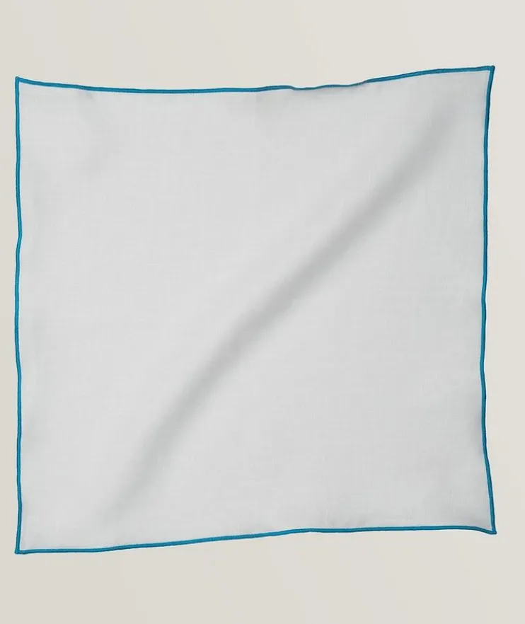 Contrast Trim Linen Pocket Square
